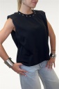maglia smanicata con borchie boss
